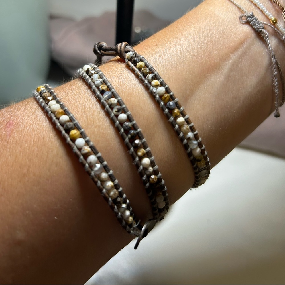 Chan Luu 3 Wrap Faceted Stone Bracelet